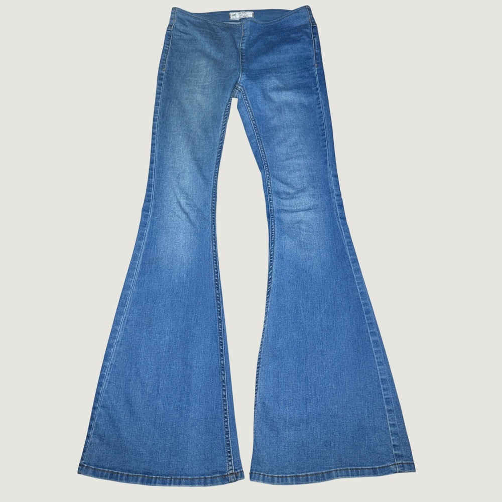 Free People Penny Pull-On Flare Jeans Womens 27 High Rise Bell Bottom 70s Retro
